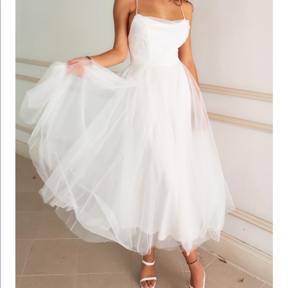 NWT! Tulle Midi - White Runway Goddess Dress